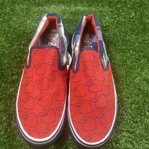 Zoo York Mens Sz-9 Red & Blue Apple Embroidered Sneakers, Y2k, Skateboard, NWT - Picture 1 of 8