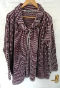 Sahara Size S/M Red Grey Purple Cardigan Jacket Lagenlook Mohair Wool Blend Knit - Picture 1 of 9