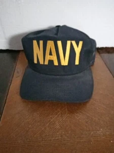 Vintage Marine Militär Mütze Kappe Druckknopflasche Made in USA schwarz Mesh vorne - Bild 1 von 3