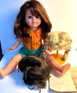 RARE Vintage 1953 Zapf Doll "MARION" REMOVABLE WIGS Germany Clothes WIGS STAND - Picture 1 of 19