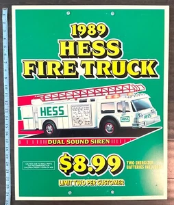 1989 HESS FIRE TRUCK Exterior Sign - Rigid Plastic with Mounting Hardware RARE!! - Picture 1 of 10