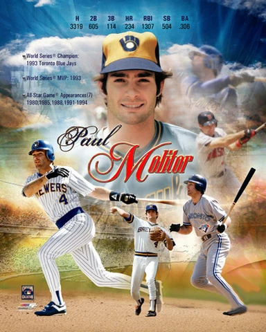 PAUL MOLITOR MLB LEGEND Milwaukee Brewers Blue Jays Twins Premium POSTER Print Cover