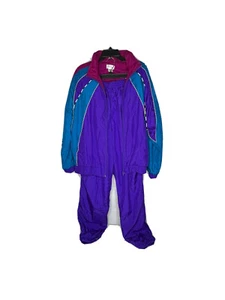 Vintage Tracksuit Windbreaker Jacket & Pants Womens Large Purple 90s - Picture 1 of 17