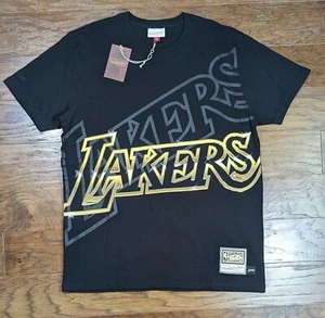 Los Angeles Lakers Mitchell & Ness Big Face 4.0 SS HWC Black Tee Shirt Size L - Picture 1 of 9