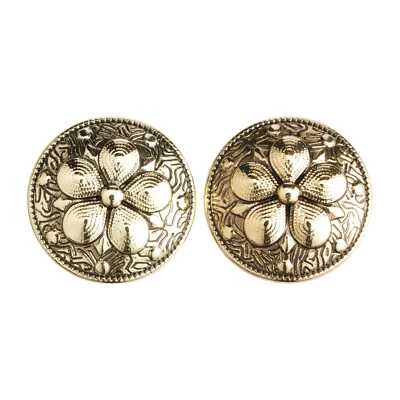 5pcs Floral Embossed Metal Button for Sewing, Crafting, Clothing and DIY Project - Image 1 of 3