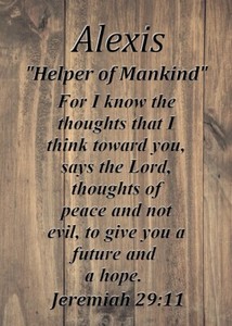 Alexis "Helper of Mankind" Keepsake Name Meaning Card with Bible Verse