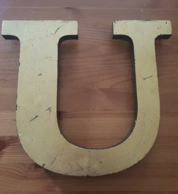 Antigua letra grande dorada nombre en U, arte de pared vintage,  Foto 1 de 3