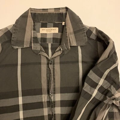 Burberry London Nova Check Plaid S Small Shirt Gray Long Sleeve - Image 1 of 3