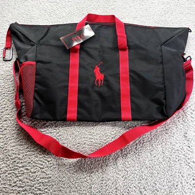 "Bolso Polo Ralph Lauren/Bolso de Transporte Lona Grande Rojo Poni Bordado 18x15x7""" Foto 1 de 4