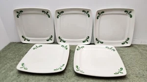 5 Olive Garden Buffalo China Restaurant Geschirr 8" Quadratische Teller Grün Olivenblatt - Bild 1 von 12