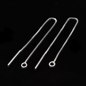 Hallazgo de oreja de plata esterlina 925 hilo de oreja con cadena de caja. Pin de 80x1 mm: 0,8 m - Imagen 1 de 7