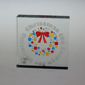 The Seagull Company Christmas is the Season Clear Glass Block Paperweight 3"H - Picture 1 of 1