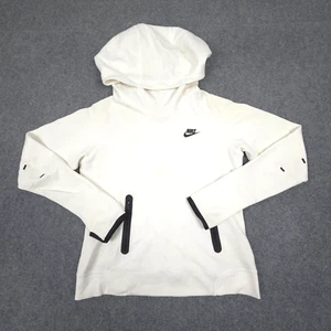 Nike Jumper womens MEDIUM White Tech Fleece Long Sleeve Hoodie Winter Size M - Picture 1 of 13