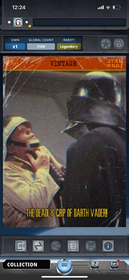 Star Wars Card Trader 2015 Vintage Deadly Grip of Vader - Image 1 of 1