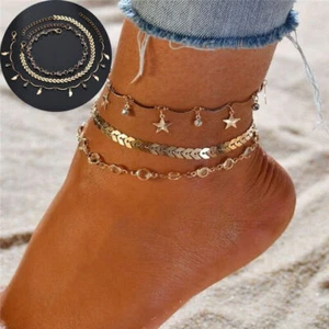 Fußkett Freundin Geschenk Gold FARBE Mode Fuß Schmuck Mädchen Schmuck Zubehör - Bild 1 von 10