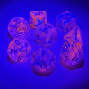 Chessex Nebula Black Light Special White Lab Dice Polyhedral 8 Die Set CHX 30057 - Bild 1 von 10