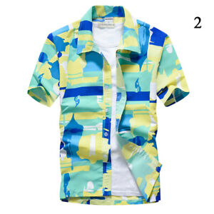 Hawaiian Shirts for Men Casual Button Down Cruise Beach Wear Short Sleeve Floral