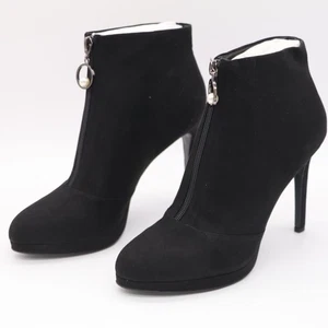 NINE WEST QUALIFIDE GRÖSSE 8,5 SCHWARZ KUNSTWILDLEDER STILETTO BOOTIES STIEFELETTEN REISSVERSCHLUSS - Bild 1 von 5