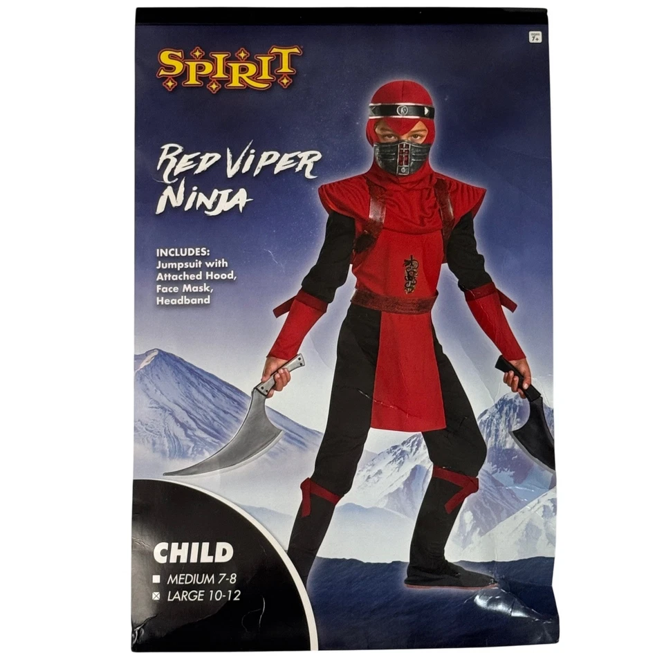 Disfraz Spirit Halloween Víbora Roja Ninja Niños Grande 10-12 Rojo Negro Capucha Máscara Foto 1 de 4
