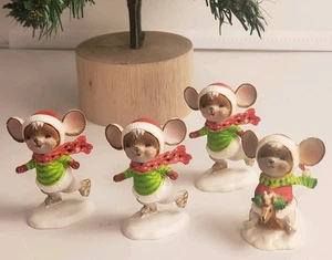 Vintage Hong Kong Schlittschuh Mäuse 2" groß Figuren 4 Stück - Bild 1 von 5