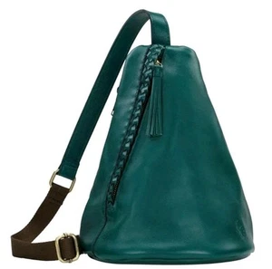 Patricia Nash Iva Nell Distressed Leder Sling Bag - mit Geflecht - Aqua - Neu mit Etikett - Bild 1 von 8