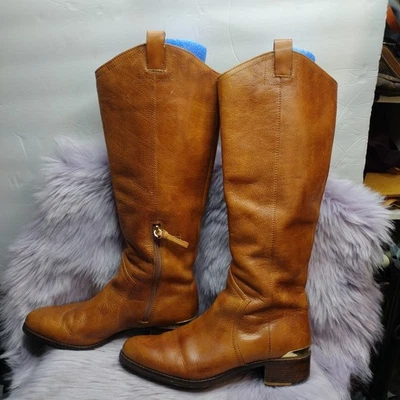 Botas ecuestres altas de cuero Louise Et Cie para mujer talla 8,5 marrón Foto 1 de 4
