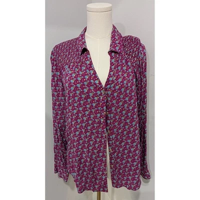 Camisa ANTHROPOLOGIE MAEVE Emory Rosa-Púrpura Estampado Geométrico Abotonada Talla 14 Foto 1 de 4
