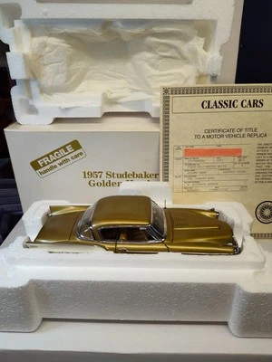 💥Danbury Mint 1957 Studebaker Golden Hawk 1:24 Die Cast W/ Title & Box Tiara - Image 1 of 4