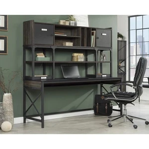 72" Commercial Desk Hutch in Carbon Oak - Picture 1 of 9