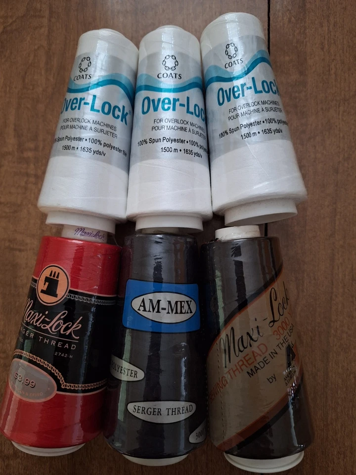 6 Spools Polyester Sewing Thread Quality Cone - Image 1 of 1