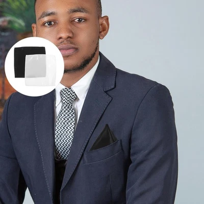  12 Pcs Pochette De Costume Robe Unie Pochettes Noires Pour Hommes - Photo 1/4