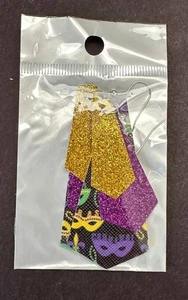 Mardi Gras Drop Dangle Faux Leather Glittered Pierced Earrings Style 7 - Picture 1 of 2