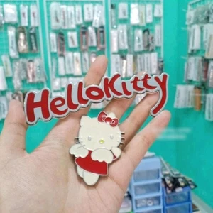 Emblem Badge Hello Kitty Silver Red Plakkette Placca Plaque Mark Insignia LN316 - Picture 1 of 5