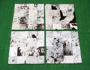 PAIR of 4 NEW COWHIDE LEATHER CUSHION COVER RUG COW HIDE HAIR ON PILLOW M6240 - Bild 1 von 4