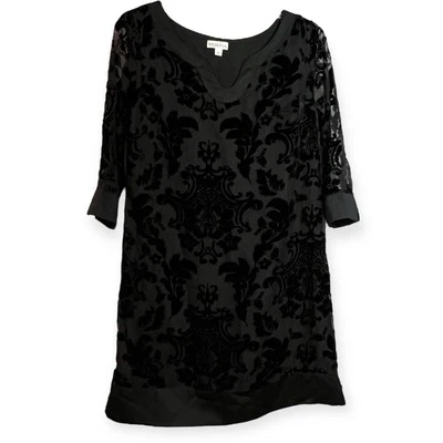 Vestido Terciopelo Burnout Rodilla Talla Med Negro Manga 3/4 Caprichoso Gótico Fiesta Noche Foto 1 de 4