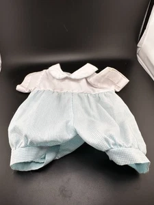 Vintage Coleco Cabbage Patch Kinder Jungen Frühchen blau weiß Gingham Strampler 1984 CPK - Bild 1 von 6