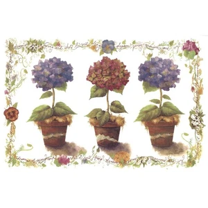 Topiary Terra Cotta Tray Mural Overglaze Ceramic Decals - Picture 1 of 3
