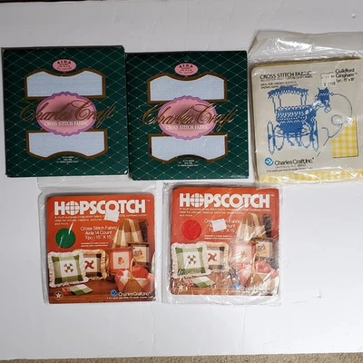 Charles Craft AIDA 5 COUNT 100% Cotton CROSS STITCH FABRIC  Red,  Yellow,blue, G - Image 1 of 4