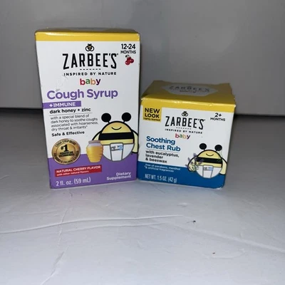 NIB Zarbee’s Baby Cough Syrup+Immune 2 Oz/soothing Chest Rub 1.5 Oz Combo - Image 1 of 4