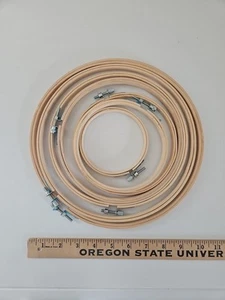 LOT OF 7 Wooden Embroidery Hoops Screw Tension 4" 5" 6" 7" 8" 9" & 10" - Picture 1 of 3