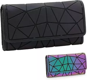 Geometric Luminous Wallet for Women Holographic Reflective Clutch Purse with 3 - Picture 1 of 1