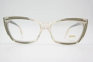 Vintage Brille Zeiss 4640 2027 Weiß Schwarz Transparent Oval Brillengestell - Picture 1 of 6