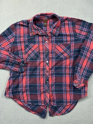 Camisa Bit & Bridle Abotonada Mujer XL Roja Cuadros Estrás Manga Larga Damas Foto 1 de 4