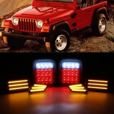 Luces LED de señalización lateral para guardabarros 97-06 Jeep Wrangler TJ + luces traseras Foto 1 de 4