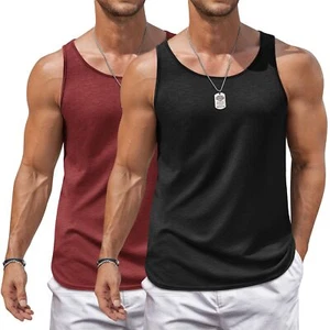 Sleeveless Workout Shirts for Men Casual Cut Off Shirt Athletic Tank Top Slee... - Picture 1 of 6
