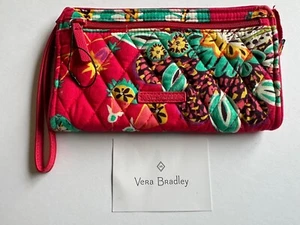 Vera Bradley Red Rhumba Quilted Front Zip Wallet Wristlet Clutch RFID NWOT - Picture 1 of 5