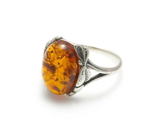 NATURAL BALTIC AMBER STERLING SILVER 925 Jewellery Gemstone RING Certified & Box - Picture 1 of 9