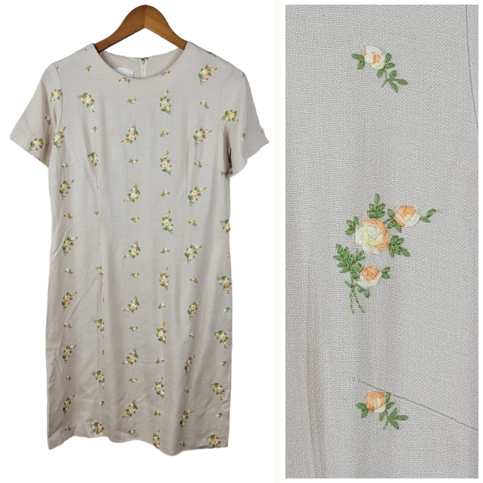 Vestido Vintage Años 60/70 Talla Pequeña Mediana Pinup Ama de Casa Fiesta Floral Bordado  Foto 1 de 4