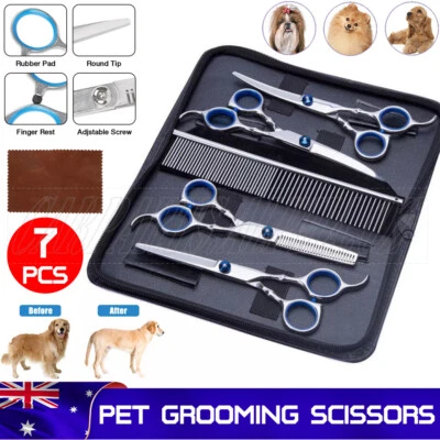 7"Professional Pet Dog Grooming Scissors Set Straight Curved Thinning Shears Set - image 1 of 4