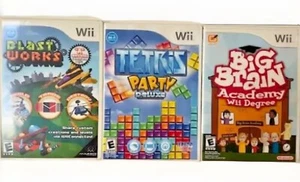 WII 3 Game Bundle Big Brain Academy Tetris Blastworks WORKING - Picture 1 of 15